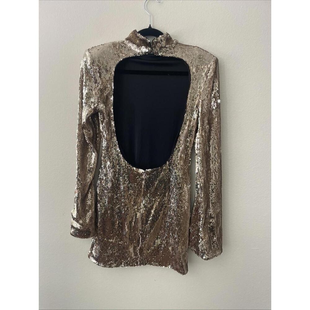 NWT Revolve Marit Mini Sequin Dress Champagne Silver L'Academie Party Holiday S - Picture 7 of 12